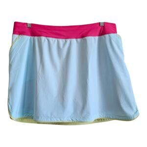 LANDS END Women's Plus 22 W Skort Skirt with Short Pink Aqua Lime Activewear